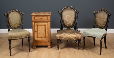 Lot 229 - A late 19th century ebonised low chair with...