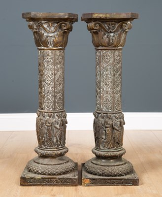 Lot 233 - A pair of copper coated plinths of column form...