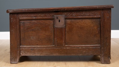 Lot 242 - A late 17th century oak panelled coffer with...