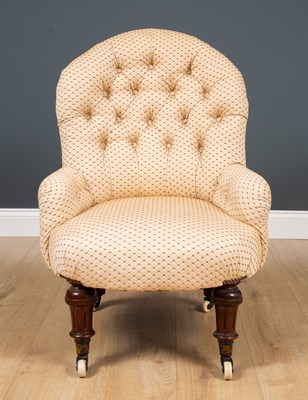Lot 249 - A Victorian button upholstered low chair with...