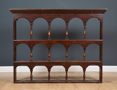 Lot 254 - An antique oak delft rack 153.5cm wide x 120cm...