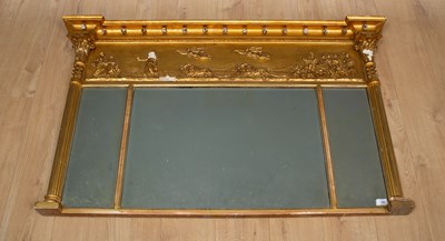 Lot 339 - A 19th century gilded three glass overmantle...