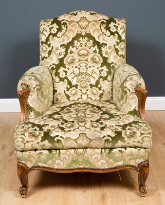 Lot 335 - A late 19th century walnut framed upholstered...