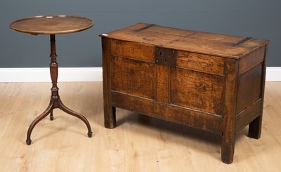 Lot 337 - An early 18th century oak coffer with iron...