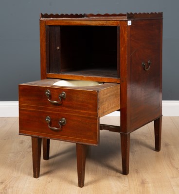 Lot 348 - A George III mahogany commode with a galleried...