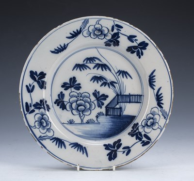 Lot 388 - Delft blue and white pottery plate 18th...