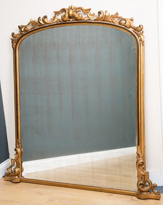 Lot 274 - A 19th century gilt overmantle mirror with...