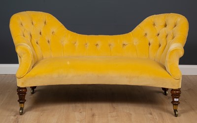 Lot 297 - A Victorian yellow velvet upholstered button...