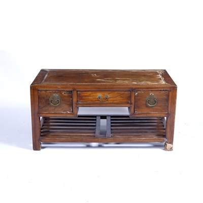 Lot 175 - Elm low table Chinese, with fitted drawers and...