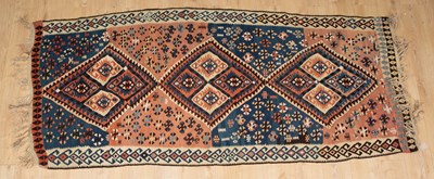 Lot 353 - An Eastern red, blue and white ground handmade...