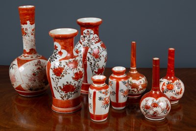 Lot 283 - A collection of eight Japanese Kutani vases...
