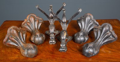 Lot 292 - A pair of wrought iron scroll topped wall...