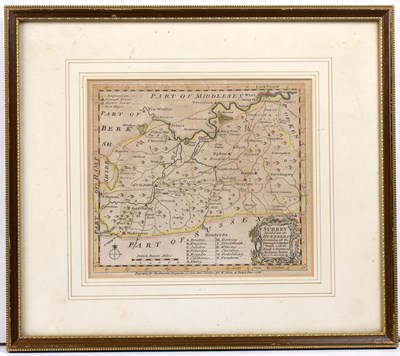 Lot 194 - After Emanuel Bowen Map of Surrey, divided...