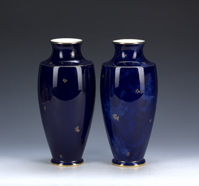 Lot 381 - Pair of cobalt blue Sevres porcelain vases...