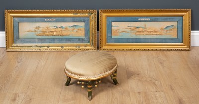 Lot 622 - A chinoiserie oval footstool, the light green...