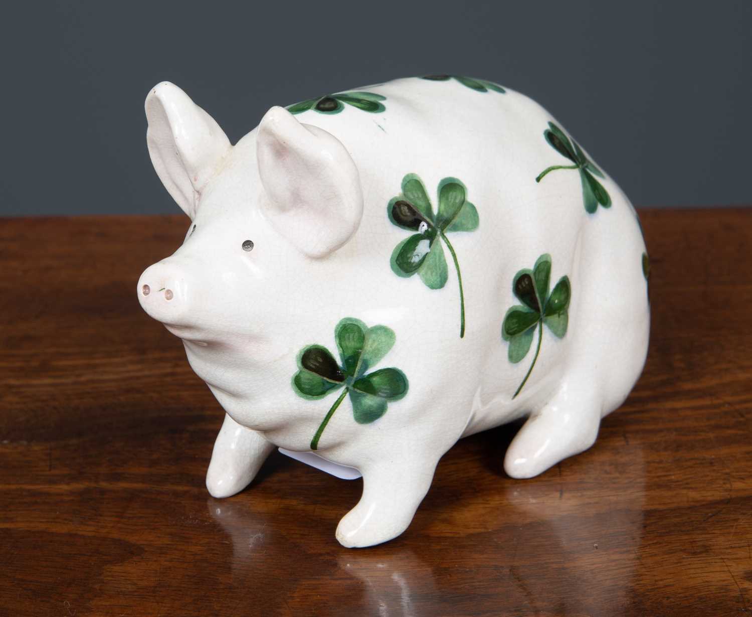 Lot 492 - A Wemyss Ware shamrock ceramic pig, circa 1900...