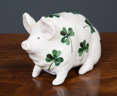 Lot 492 - A Wemyss Ware shamrock ceramic pig, circa 1900...