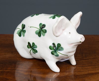 Lot 492 - A Wemyss Ware shamrock ceramic pig, circa 1900...