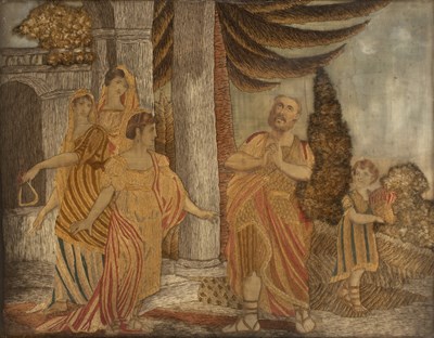 Lot 441 - A Regency silkwork picture depicting classical...