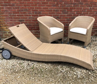 Lot 675 - A garden lounger 206cm long together with a...