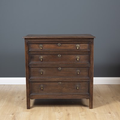 Lot 442 - A 17th century style oak chest of drawers, the...