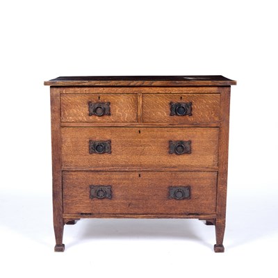 Lot 104 - Glasgow School Oak, Arts and crafts, chest of...