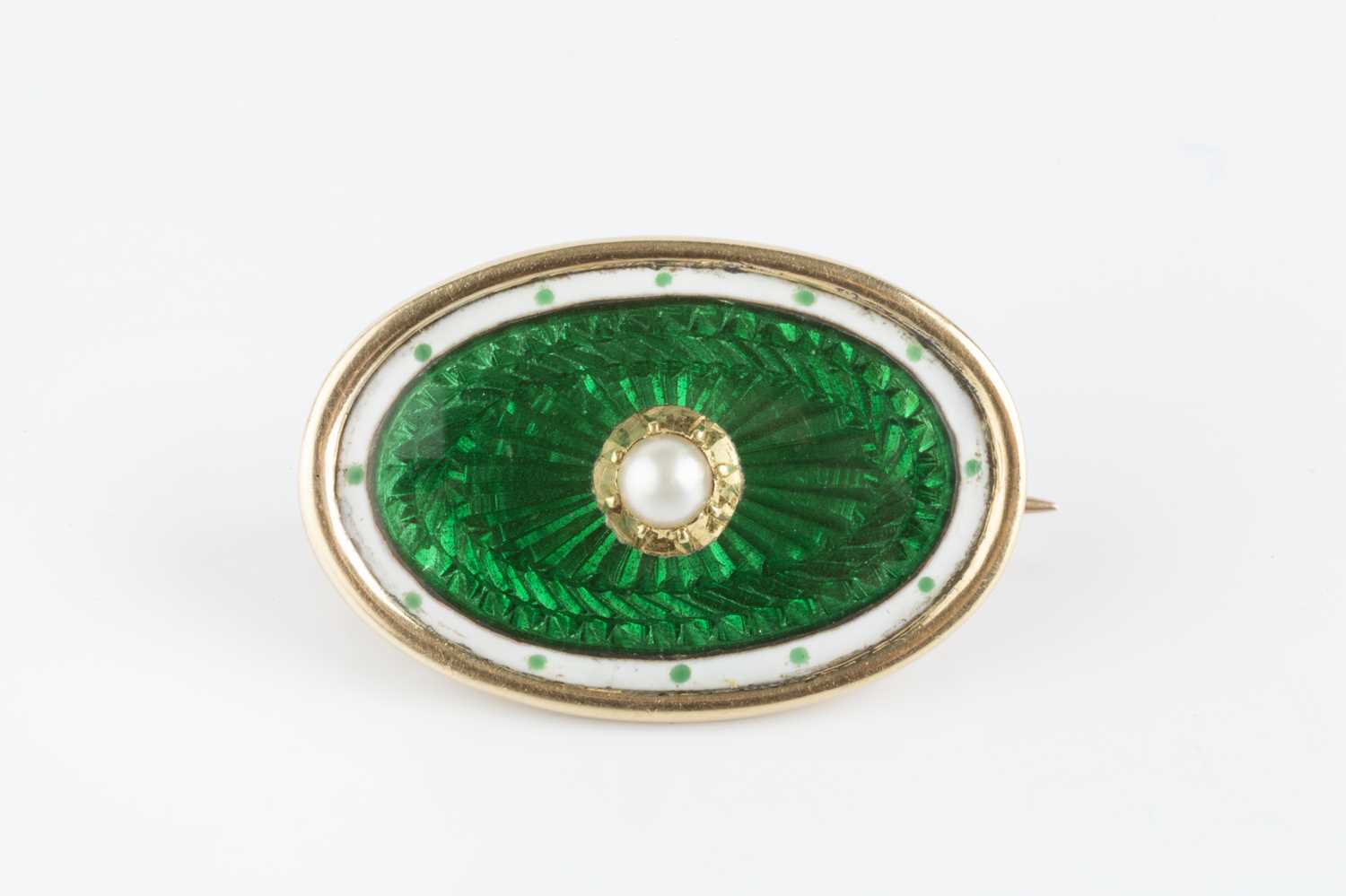 Lot 67 - An Edwardian enamel and half pearl panel...