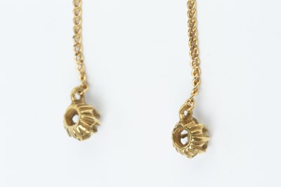 Lot 73 - A pair of diamond ear pendants, each round...