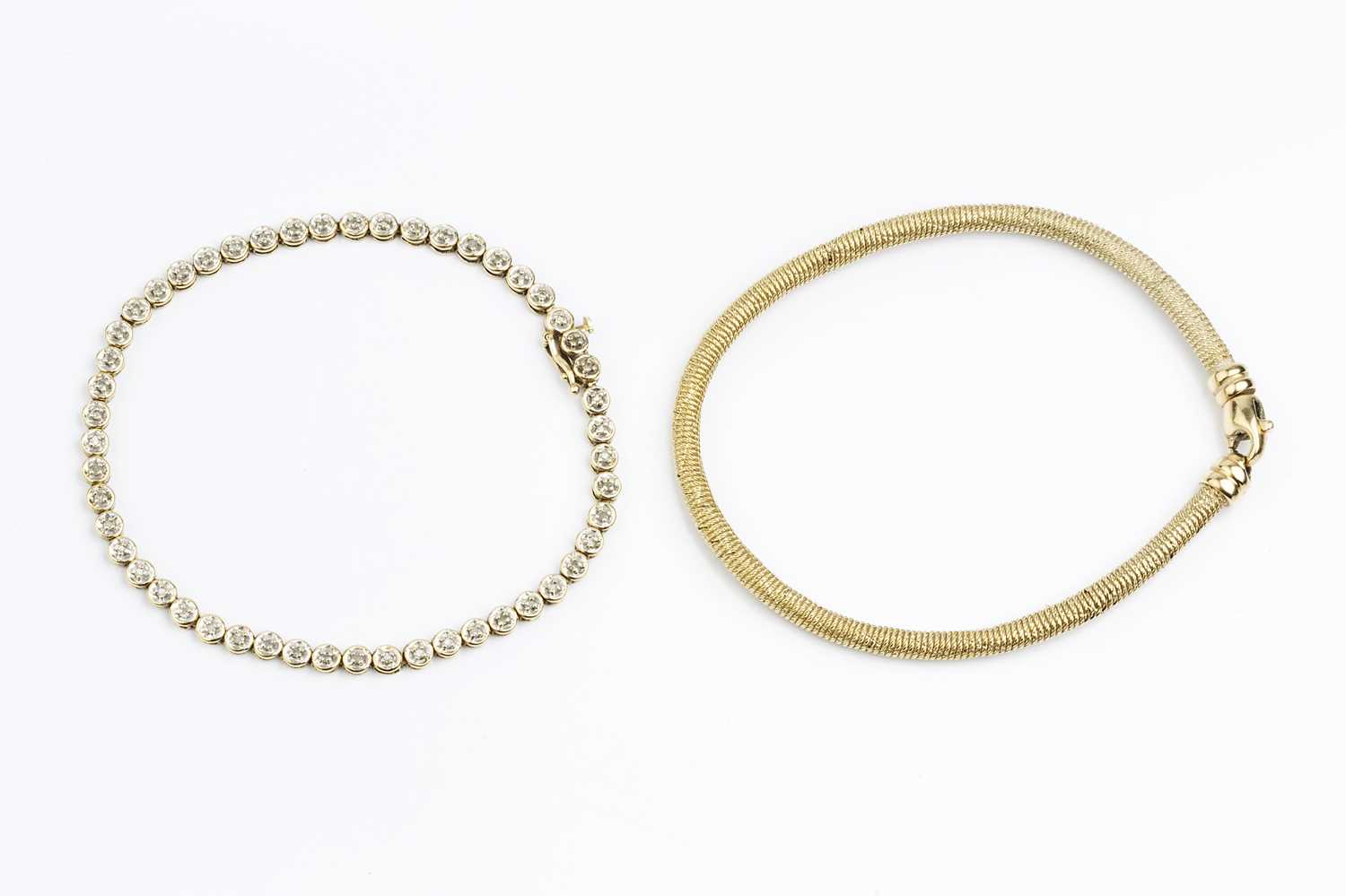 Lot 96 - A 9ct gold fancy-link bracelet, of snake-link...