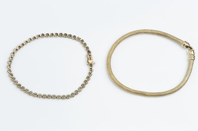 Lot 96 - A 9ct gold fancy-link bracelet, of snake-link...