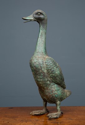 Lot 315 - A bronze figure of an Indian runner duck, 41cm...