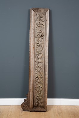 Lot 371 - An antique French carved wooden panel,...
