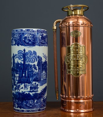 Lot 318 - A Regent copper fire extinguisher with brass...