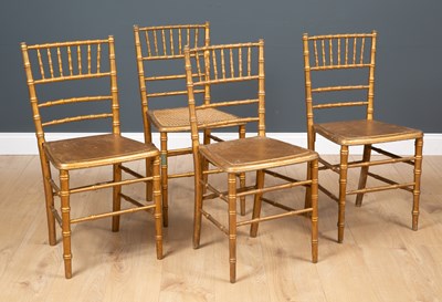 Lot 124 - Four antique faux bamboo occasional chairs...