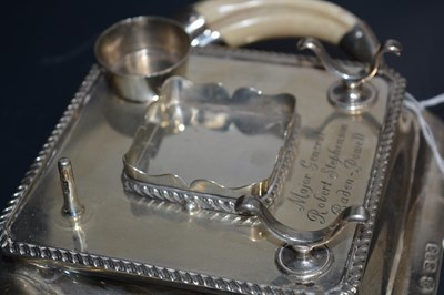 Lot 234 - Edward VII silver desk inkwell with...