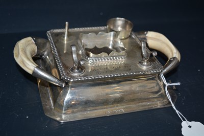 Lot 234 - Edward VII silver desk inkwell with...