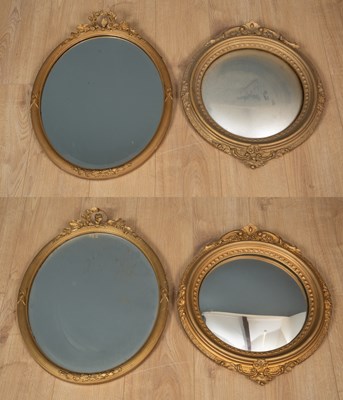 Lot 114 - Four gilt framed wall mirrors to include two...
