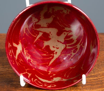 Lot 45 - A red Bernard Moore flambe bowl the inside...