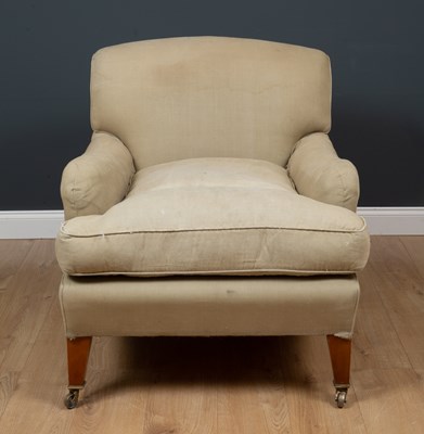 Lot 389 - A Howard style upholstered armchair of large...