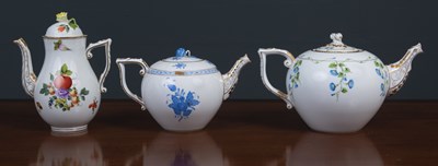 Lot 394 - A Herend Hungary coffee pot in the fruit and...