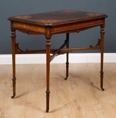 Lot 408 - A mahogany and stainwood inlaid table, the...