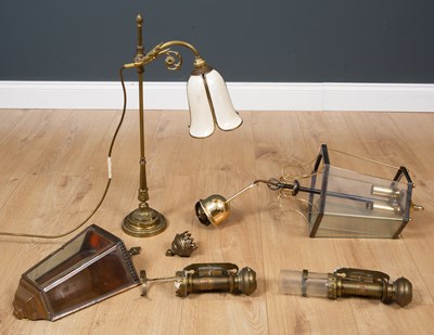 Lot 417 - A brass three light octagonal hall lantern...