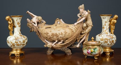 Lot 376 - A Royal Worcester pot pourri with hand painted...