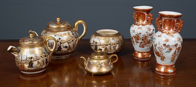 Lot 107 - A Japanese satsumaware teaset decorated with...