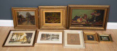 Lot 98 - A collection of pictures to include a 19th...