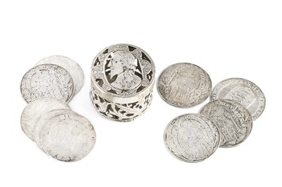 Lot 302 - A Charles I silver counter box, pierced and...
